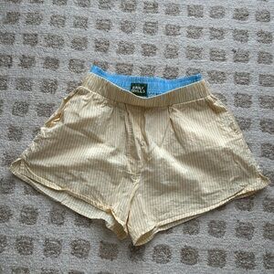 Daily Drills Poplin Double Band Resort Shorts- Yellow & Blue Stripe